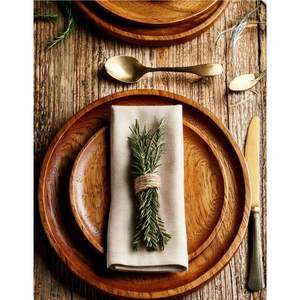 Plato de Madera de Acacia Natural, Plato Redondo de Madera para la Cena, Plato Base para Decoración de Bodas, Vajilla, Bandeja para Servir - Product Image 3