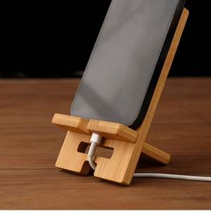 Soporte de Madera Ecológico y Moderno para Teléfono, con Logotipo Personalizado, Forma Irregular, Hecho a Mano, Pulido, Soporte de Escritorio Independiente para el Hogar - Product Image 5