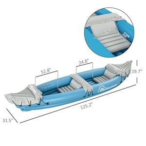 Kayak Inflable K2 Azul para 2 Personas, Bote Inflable Portátil con Remos de Aluminio, Kit de Reparación Incluido - Product Image 3
