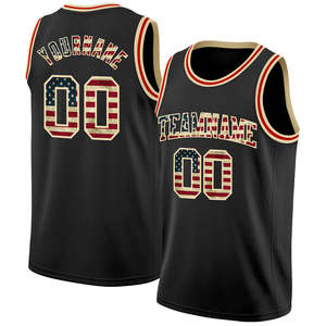 Maillot de basket personnalisé drapeau américain pour homme, débardeur noir, impression par transfert thermique, nom et numéro de l'équipe, style sportif respirant - Product Image 4