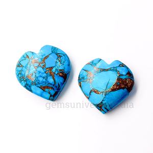 Copper <b>Turquoise</b> Smooth Heart Shape Carved Cabochon For Jewelry Making 20mm Loose Carving Gemstone <b>Bead</b> Crystal Charm Wholesale - Product Image 1
