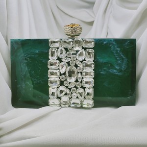 Bolso de Mano de Resina de Lujo con Diseño de Mármol, Adornado con Perlas de Ágata, Cristales y Diamantes de Imitación, Ideal para Bodas, Fiestas y Eventos Nocturnos - Product Image 6