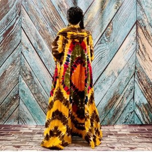 2025 nouveau produit main cravate teinture Kimono veste vacances Boho coupe ample veste vêtements de plage couvrir vacances d'été femmes Kimono Robe - Product Image 3