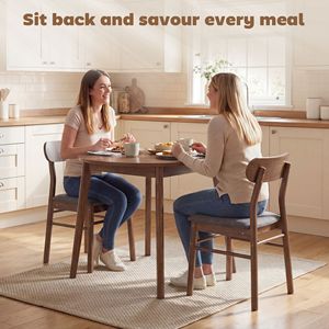 Comode sedie imbottite grigie per cucina/sala da pranzo con gambe in legno di gomma e seduta imbottita (set di 2) - Product Image 4