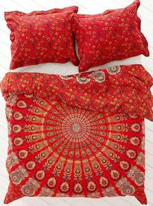 Juego de Funda Nórdica de Algodón con Estampado de Mandala de Pavo Real, Decoración de Pared para el Hogar, Reversible, por Indian Consigners - Product Image 4