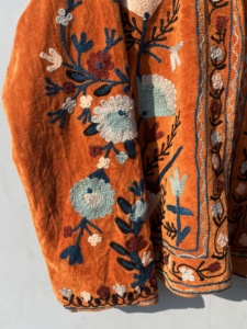 Orange Regular Fancy Hand Embroidered Traditional Embroidery Quilted <b>Jacket</b> Boho <b>Hippie</b> Women's Overcoat Hand Made 100% Cotton - Product Image 5
