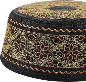 Handmade Muslim Kufi Cap for Men Soft Cotton Prayer Hat <b>Islamic</b> Wear Supplier Stretchable Stripes Eco-Friendly - Product Image 6