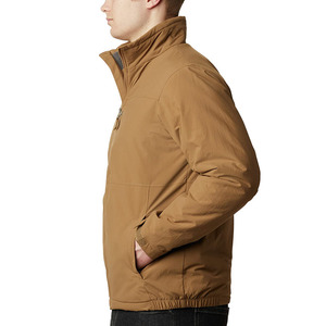 Veste matelassée marron pour homme à col montant, coupe-vent, doublure polaire en polyester, décontractée, pour l'automne, vêtement d'extérieur, coupe régulière, fermeture éclair - Product Image 2