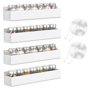 ชั้นวางเครื่องเทศติดผนัง MDF สีขาว สำหรับจัดเก็บในครัว ขายส่ง - Product Image 1
