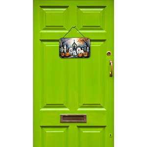 Esquimau américain multicolore Spooky Halloween Plaque murale en aluminium et métal pour la cuisine, la salle de bain et la décoration intérieure 8HX12W - Product Image 2