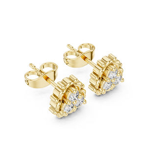 ต่างหูเพชรทรงกลมทองคำ 14K สำหรับผู้หญิง |   เพชรที่เพิ่งเพาะเลี้ยง - Product Image 5