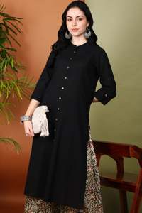 Ensemble Anarkali Kurta Palazzo en coton imprimé Kalamkari Ajrakh, chemisier, vêtements ethniques pour femmes, été, multi-styles - Product Image 5