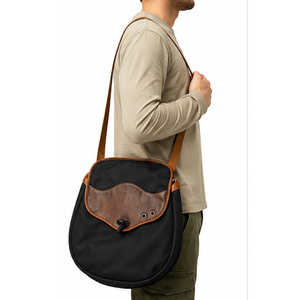 Premium Quality Minimalist Black Canvas Shoulder Bags Brown Leather Accents Bags Durable Outdoor Use Accessory Falconry Bags - Product Image 6