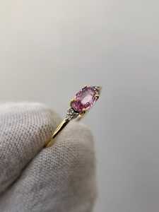 Bague unique en saphir rose, bague de fiançailles en saphir rose, argent sterling 925 plaqué or 14 carats, bague de promesse pour anniversaire de mariage - Product Image 3