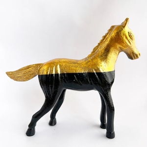 Modern Design 2 Tone Gold-black Marble Handcrafted Giraffe Statues Elegant <b>Abstract</b> <b>Animal</b> Figurines <b>Art</b> Extravagant Living Room - Product Image 1
