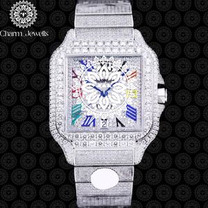 Charm_Jewells Luxury Stainless Steel Square <b>Watch</b> With Diamond Bezel Sapphire Crystal Date Display <b>Mechanical</b> Movement Unisex - Product Image 2