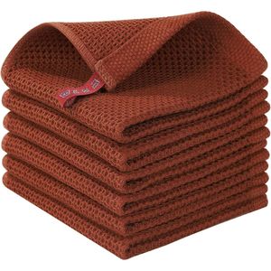 100% Cotton Waffle Weave Kitchen Dish Towels Ultra Soft Absorbent Quick Drying 12 X 12 Inches 6 Pack Rust - Product Image 1