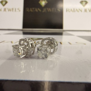 IGI Certificate Diamond <b>Earrings</b> Screw <b>Back</b> Iced Out Lab Diamond Stud <b>Earrings</b> 14k White Gold D VS1 HPHT CVD Diamond <b>Earrings</b> - Product Image 5