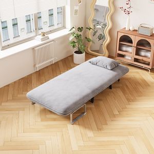 Poltrona Letto Convertibile 31,5 Pollici, Divano Pieghevole a Tre Sezioni con Schienale Regolabile e Cuscino, Chaise Longue per il Relax, Struttura in Acciaio Resistente - Product Image 4