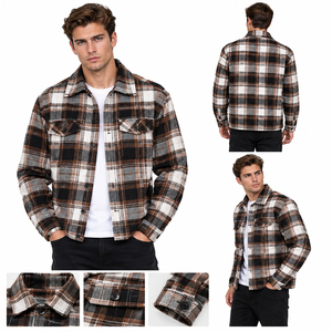 <b>Men</b> Plaid Flannel Shirt <b>Jacket</b> Turn Down Collar Casual Cotton Top Long Sleeve Autumn Wear <b>Checkered</b> <b>Jacket</b> <b>Men's</b> - Product Image 5