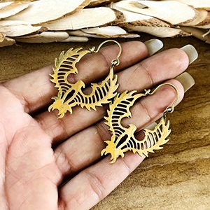 Pendientes de Aro con Diseño de Fénix Tribal, Favoritos del Mercado, Joyería Boho de Latón para Mujer, Acabado de Latón Antiguo, Diseño de Pájaro [Venta al por Mayor/OEM/ODM] - Product Image 5