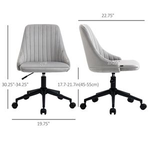 Sedia da Ufficio Girevole in Velluto con Schienale Medio Scanalato, Sedia Direzionale Regolabile in Altezza, Materiale in Rete, Colore Ardesia - Product Image 3
