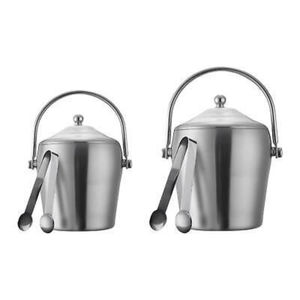 Seau à glace en métal finition antique pour bar, refroidisseur de champagne et de vin, garde la glace congelée plus longtemps, avec poignée - Product Image 1