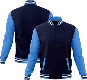 High Quality Men's Varsity Jackets Thin <b>Stand</b> Collar Light <b>Weight</b> Winter Wool Body Leather Sleeve Best Design Plain Fabric Front - Product Image 1