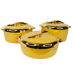 Juego de cacerolas con revestimiento exterior de melamina amarillenta, 3 piezas, calentador de alimentos aislado, fabricado por KRAFT WORLD - Product Image 5