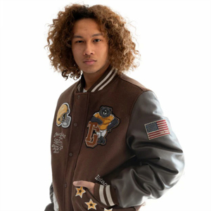 Chaqueta Deportiva Personalizada 2025 para Hombre, Cuello Alto, Bordado, Parches de Chenilla, Logotipos de Equipos Escolares, Impermeable - Product Image 6