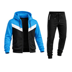 Conjunto Deportivo Premium para Hombre en Azul y Negro con Sudadera con Capucha y Cremallera, y Pantalones Jogger Ajustados - Product Image 2