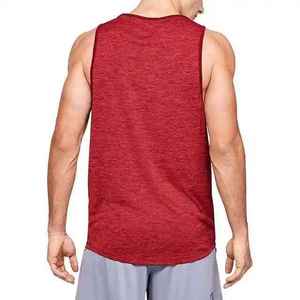 Camiseta sin Mangas Roja para Hombre, Cuello Redondo, Tejida, Color Sólido, Transpirable, Estilo Casual - Product Image 4