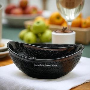 Moderne Chic Élégant Noir Or Métal Décoratif Chocolat Bonbons Bol Fabriqué À La Main Décor À La Maison Cadeau Centre De Table Bateau Bol Courbé - Product Image 3