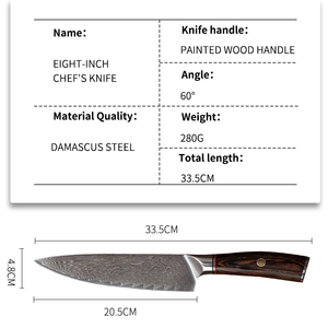 Couteau de cuisine en acier Damas forgé à la main de qualité supérieure, manche en bois naturel, couteau de chef professionnel, usine OEM - Product Image 2