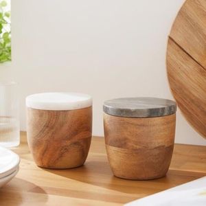 NEHA ENTERPRISES Handcrafted Eco-Friendly Wooden Square <b>Spice</b> <b>Jar</b> Floral Lid Design Airtight Food Storage Container Traditional - Product Image 4