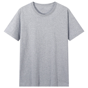 เสื้อยืดคอกลมแขนสั้นสีน้ำเงินล้วนสำหรับผู้ชาย ผ้าฝ้าย 100% ทรงปกติ สวมใส่สบาย ผ้าเจอร์ซีย์ถัก เป็นมิตรกับสิ่งแวดล้อม แห้งเร็ว มีโลโก้ด้านหน้า น้ำหนัก 250 กรัม - Product Image 5