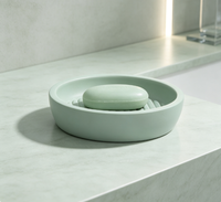 Ensemble d'accessoires de salle de bain en résine, 4 pièces, vert mat, distributeur de savon en plastique, gobelet pour brosse à dents, brosse de toilette, porte-savon