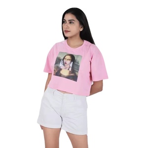 เสื้อเอวลอยสำหรับผู้หญิงเสื้อยืดผ้าฝ้ายแขนสั้นเซ็กซี่สีพื้นเสื้อยืดผู้หญิงแบบลำลอง - Product Image 1