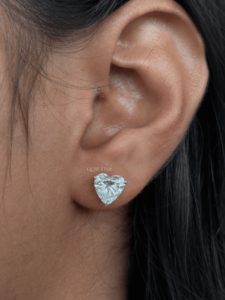 Pendientes de Oro con Diamante Cultivado en Laboratorio, Corte Corazón, 3.25 Ct, Elegantes, Estilo Stud, Engaste de Cuatro Puntas, Joyería para Mujer - Product Image 1