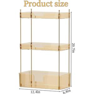 Étagère de salle de bain en plastique vert à 3 niveaux, organisateur de rangement pour maquillage, cosmétiques, commode, chambre à coucher, dortoir, hauteur 52,5 cm - Product Image 3