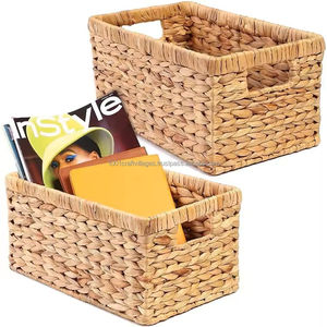 Panier à linge en jacinthe d'eau naturelle, best-seller, luxueux, fait main, matériaux naturels, pour salon et salle de bain - Product Image 1