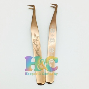 Pince à épiler pour extensions de cils en or rose, gravée au laser, en acier inoxydable, antidérapante, à pointe fine, durable, testée à la main, personnalisée - Product Image 3