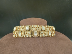 Gold Plated Geometric <b>Choker</b> Necklaces Oval Cut Green Doublet Bezel Setting Women's Luxury Vintage Engagement Anniversary - Product Image 2