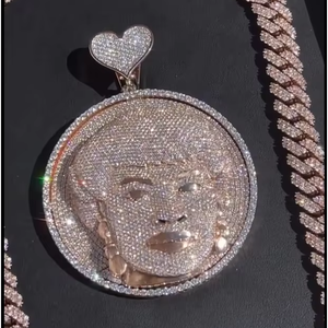 Pendentif personnalisé de luxe plaqué or 18 carats, hip-hop, moissanite VVS, bijoux en argent sterling 925 - Product Image 1