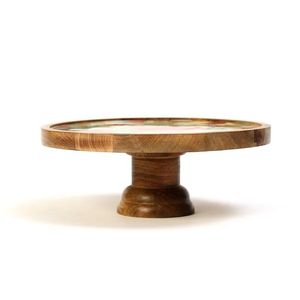 Support à gâteau rond en bois fait main avec travail en époxy floral, artisanat écologique pour la présentation de gâteaux et de cupcakes - Product Image 2
