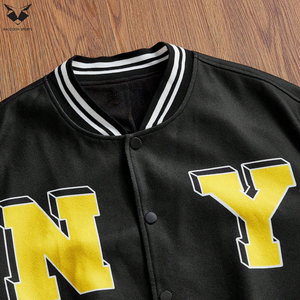 Buen Proveedor con Precio de Mayoreo, Chaquetas Varsity de Béisbol Universitarias de Primera Calidad, Modelo Bomber Hunt Club, Negras y Amarillas, con Letras - Product Image 4