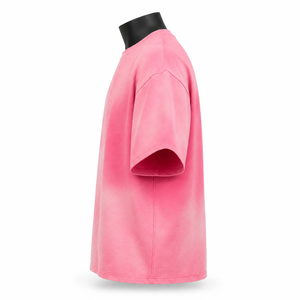 Camiseta Oversize de Algodón Rosa para Hombre, Manga Corta, Cuello Redondo, Ajuste Holgado Casual, Estilo Urbano de Punto Liso - Product Image 1
