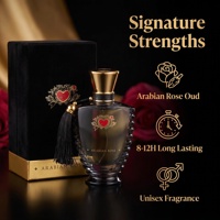 Parfum unisexe EDP Arabian Rose Oud 100 ml, tenue longue durée 8-12 h, flacon en verre ondulé fumé de luxe avec boîte cadeau en velours noir
