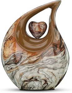Urne funéraire pour cendres humaines, design marbre argenté, forme de larme, grande taille, qualité supérieure, style classique. - Product Image 4