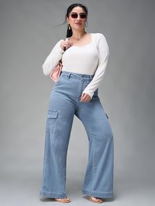 Women's <b>Boot</b> Cut Denim Jeans Light Blue Regular Fit Full Length 100% Cotton Sexy Casual Style Spring - Product Image 6